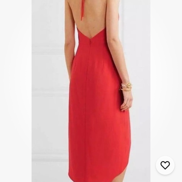 Alice + Olivia Kristy High Low Halter Dress Bright Poppy Red Size 8 - Picture 3 of 11